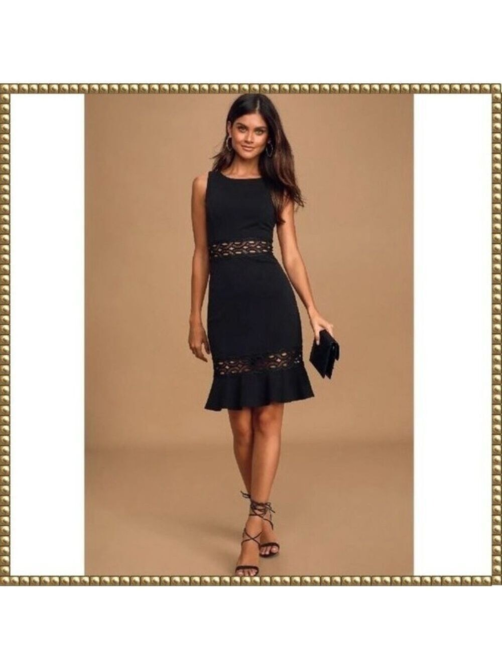 Lulus Black Crochet Lace Cutout Dress Medium